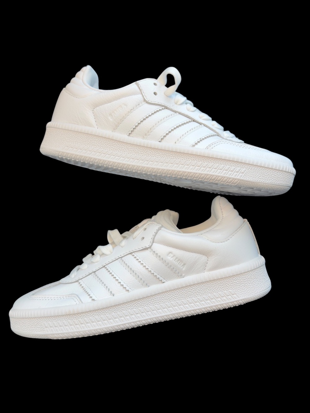 NWOT Adidas Samba XLG Triple White Leather Sneakers Size 4